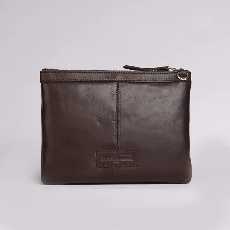 Hicks and Hides Charlton Bit Clutch Bag Brown-2