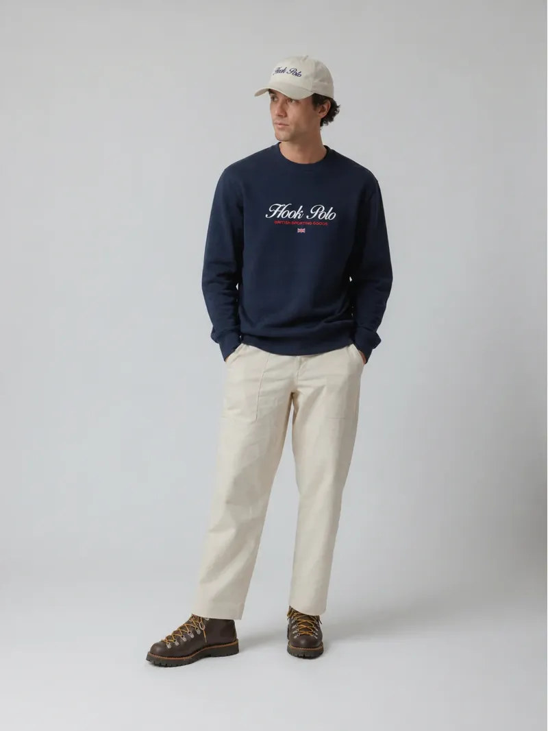 Hook Polo Sport Sweatshirt in Navy-1