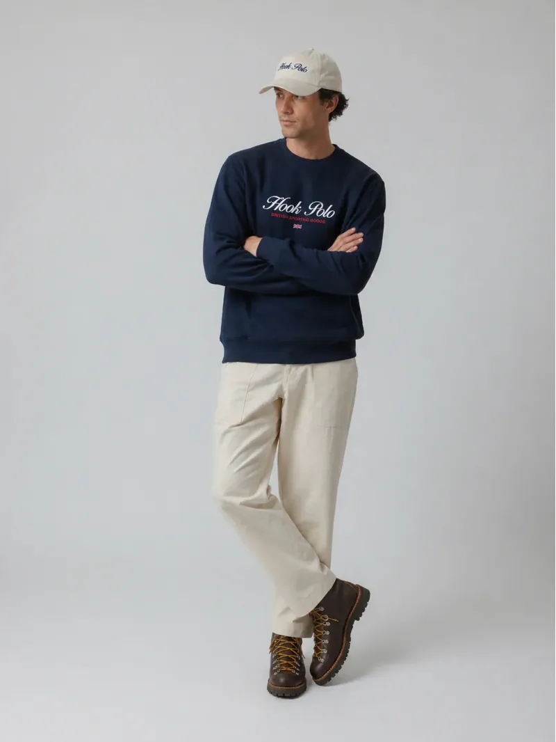 Hook Polo Sport Sweatshirt in Navy-2
