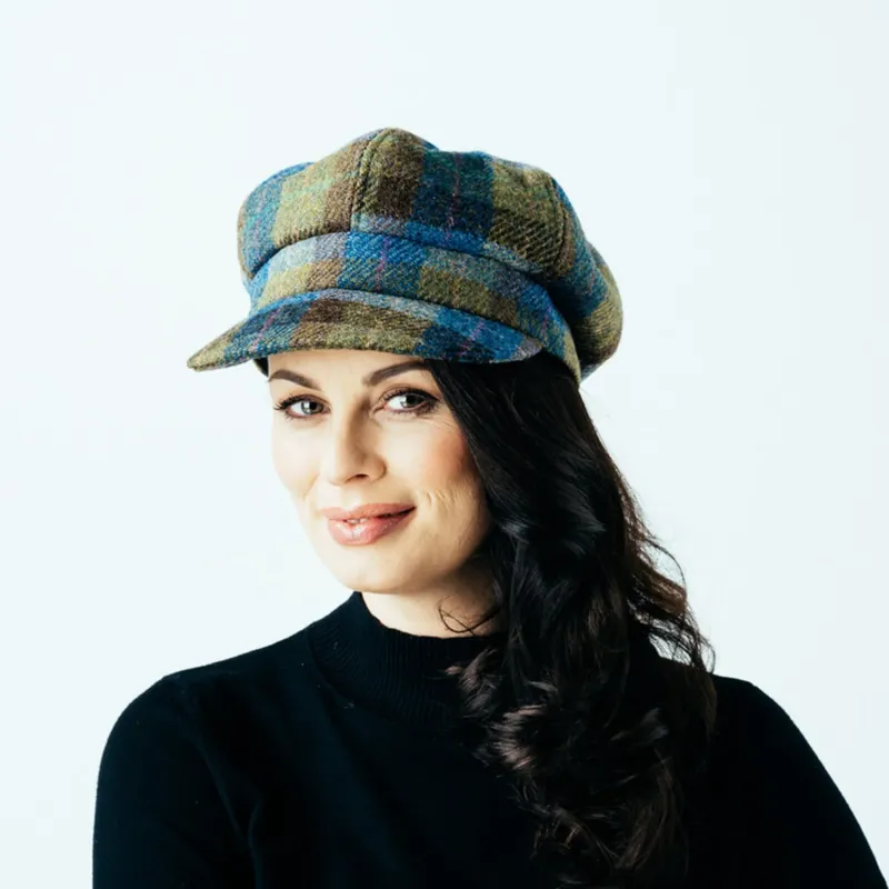 Failsworth Harris Tweed Bakerboy Cap Dark Green-2