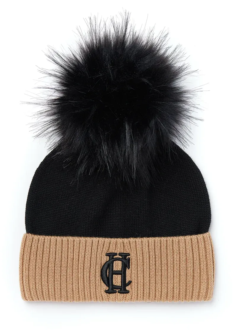 Holland Cooper Chelsea Merino Bobble Hat Black
