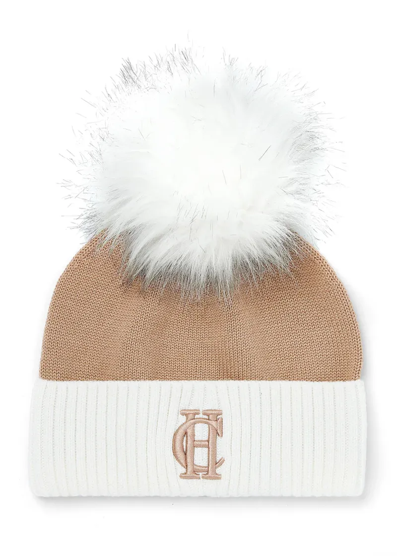 Holland Cooper Chelsea Merino Bobble Hat Camel