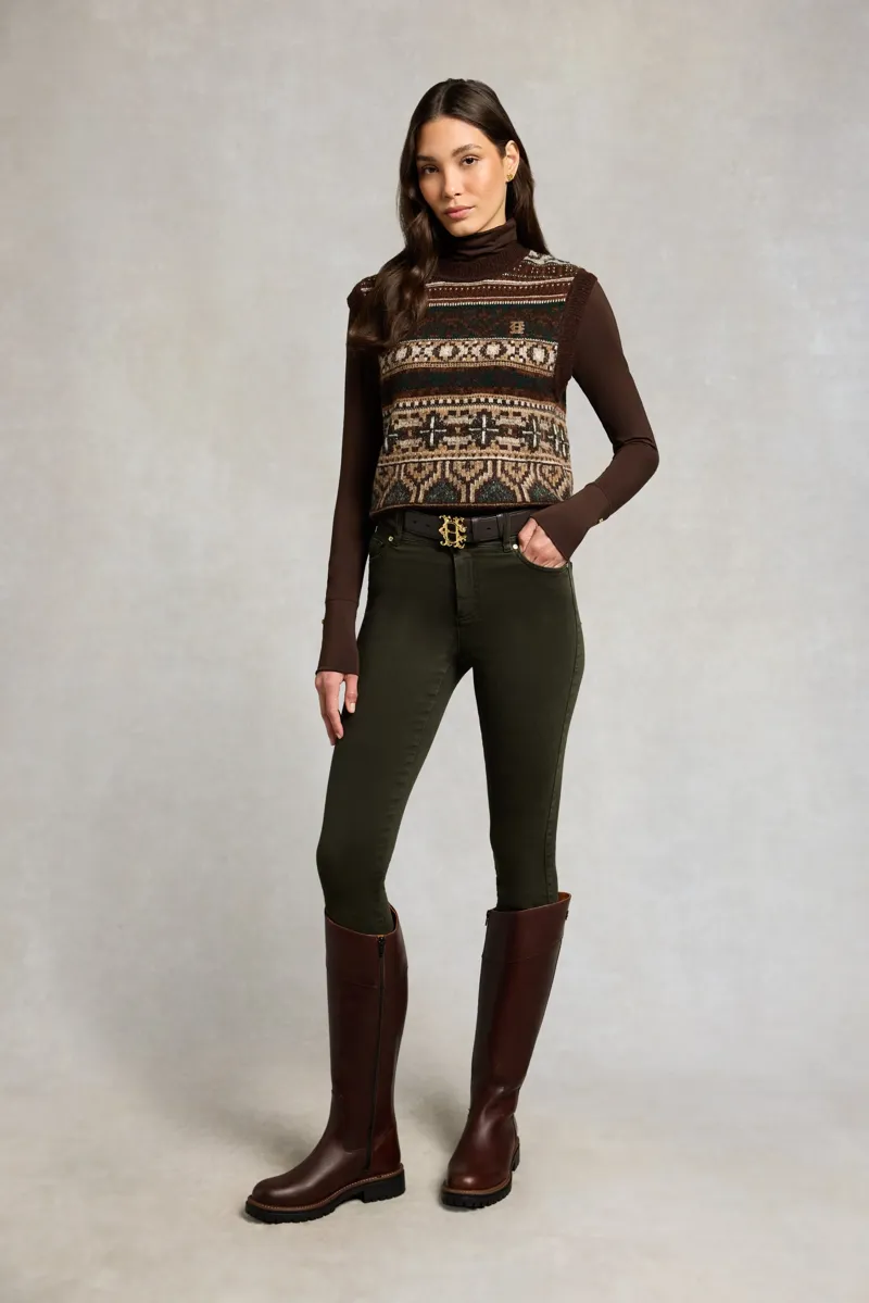 Holland Cooper Countour Skinny Jeans in Dark Pine-4