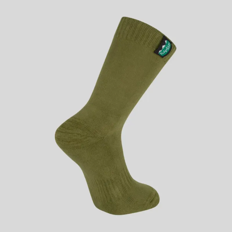 Ridgeline Cotton Work Socks Mid Length in Olive Multi-1