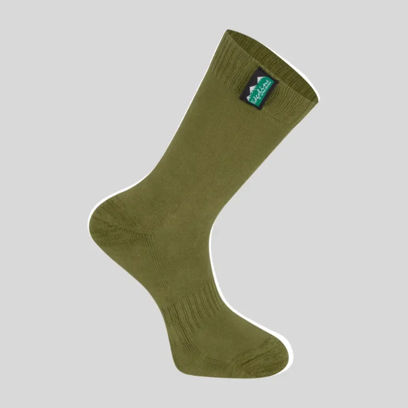Ridgeline Cotton Work Socks Mid Length in Olive Multi