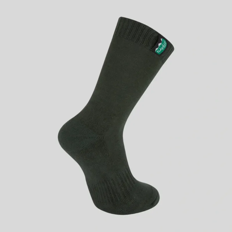 Ridgeline Cotton Work Socks Mid Length Pack of 3 in Olive Multi-3