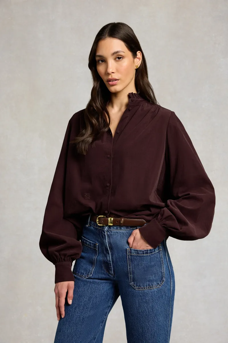 Holland Cooper Country Cord Blouse in Chocolate-1