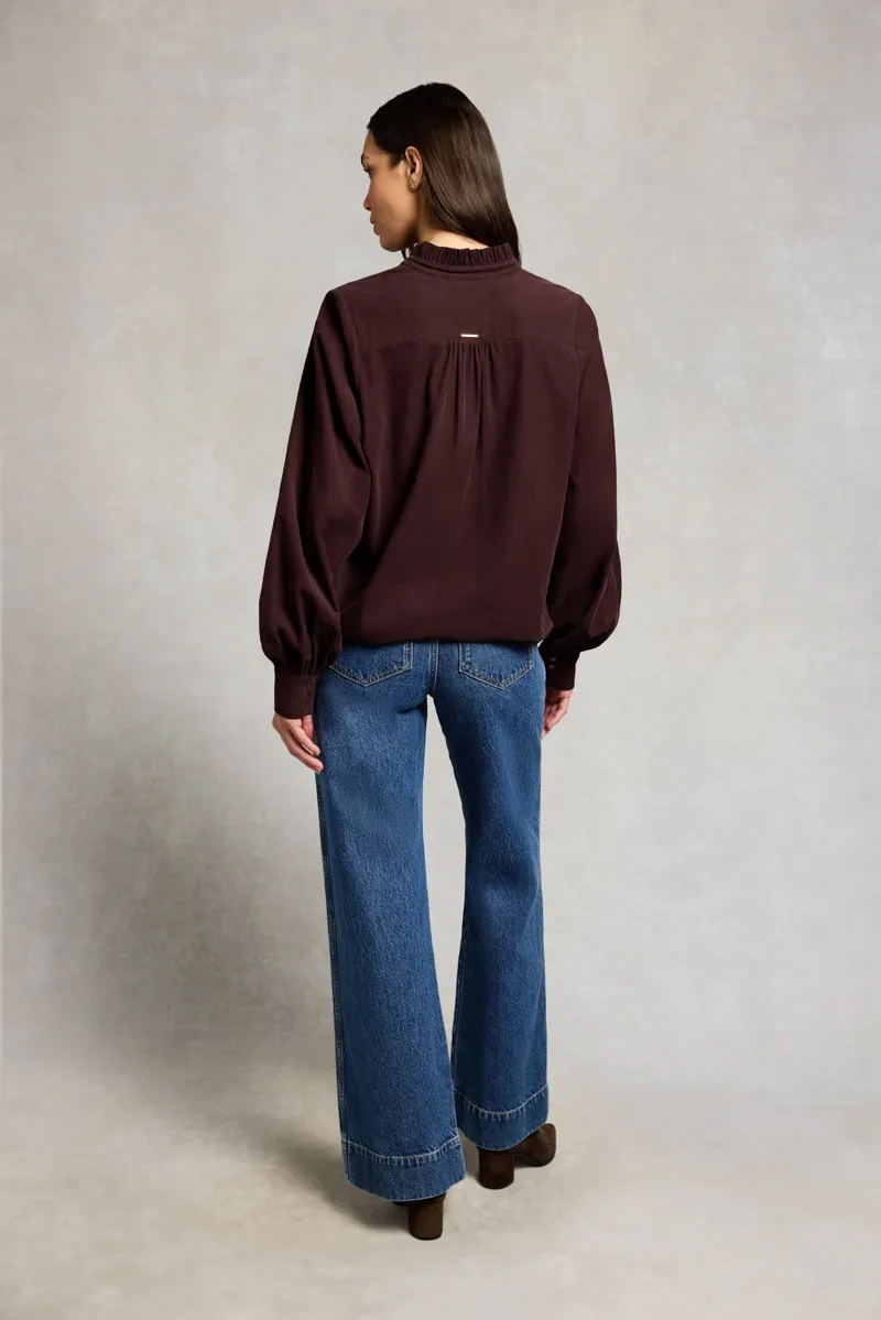Holland Cooper Country Cord Blouse in Chocolate-3