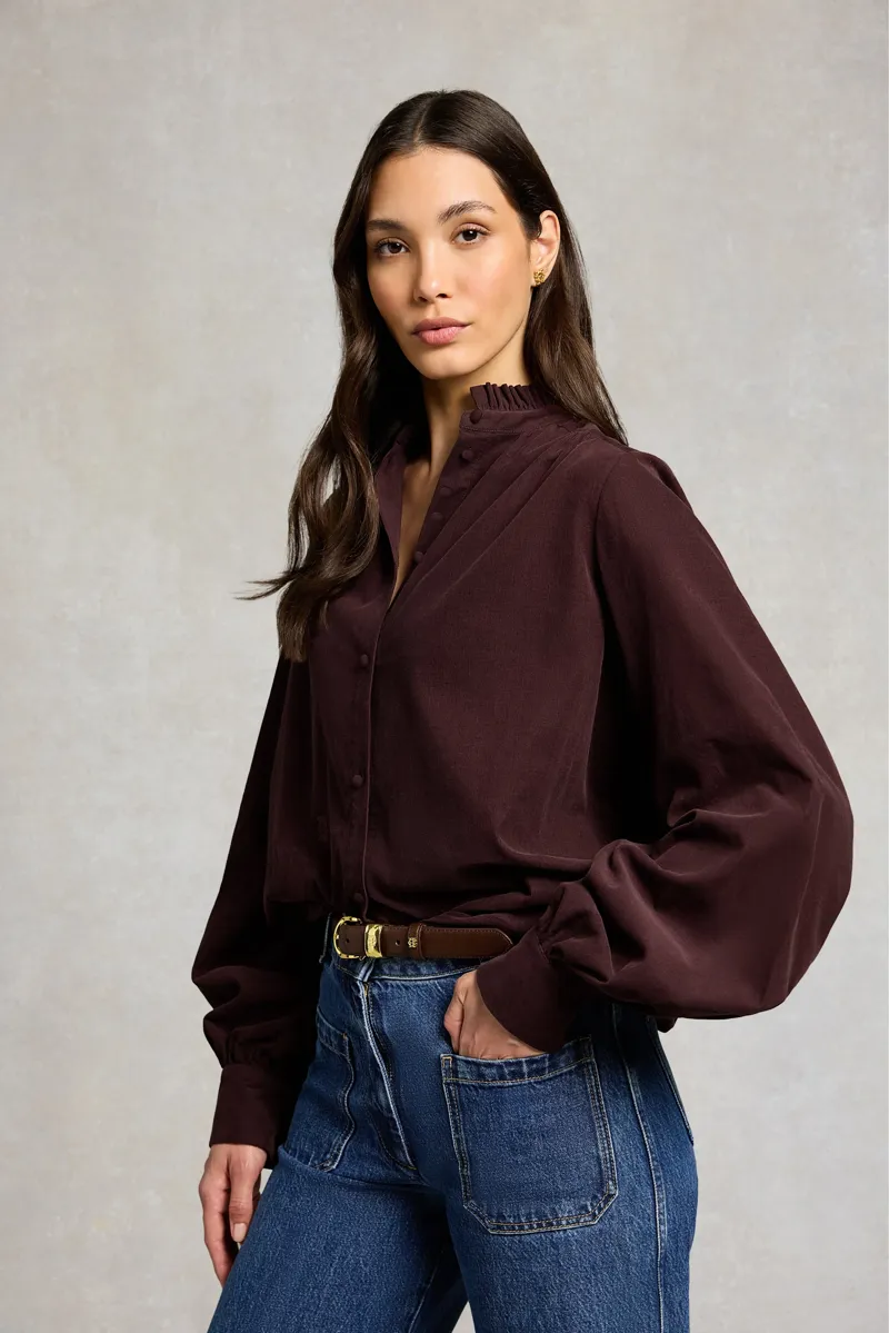 Holland Cooper Country Cord Blouse in Chocolate-2