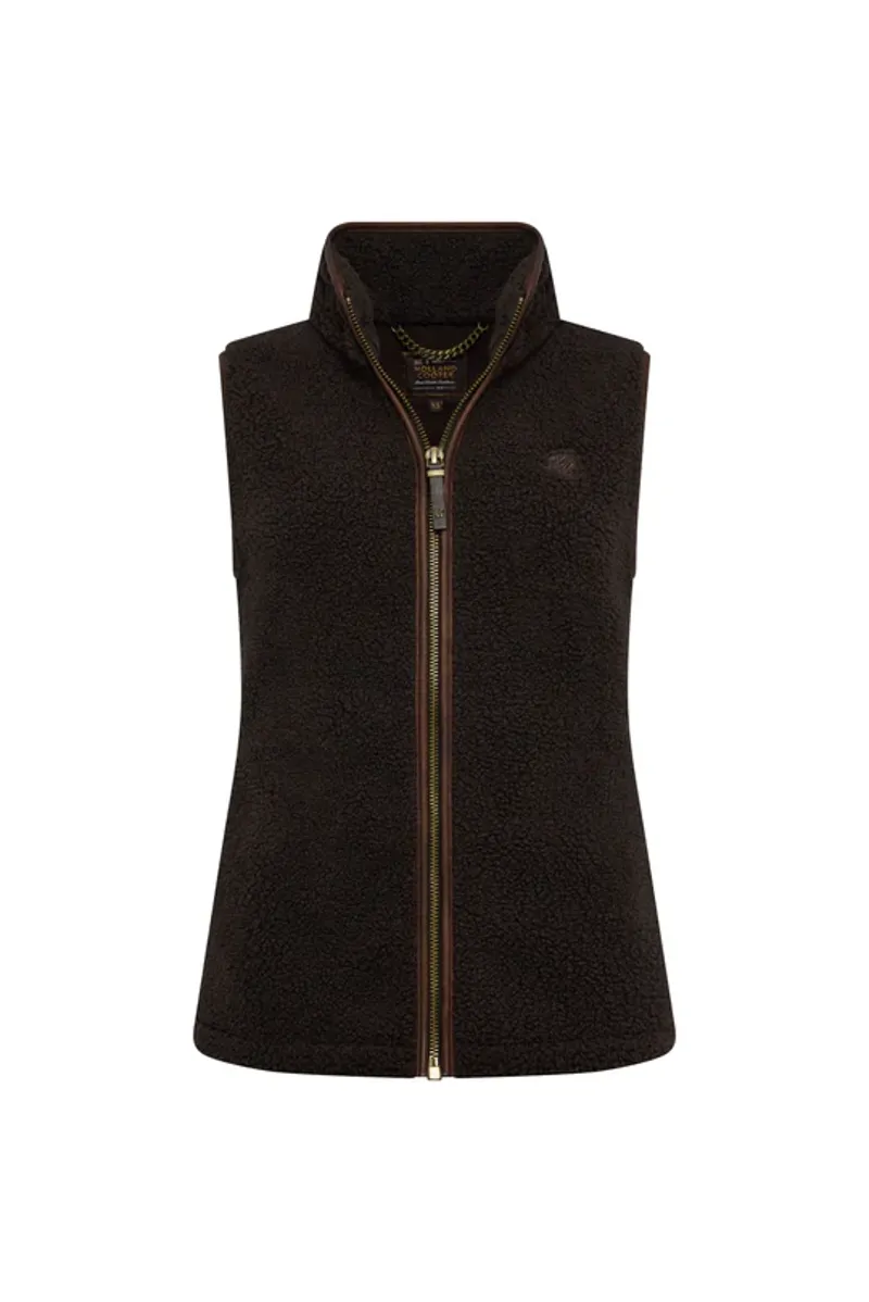 Holland Cooper Country Fleece Gilet Chocolate Borg