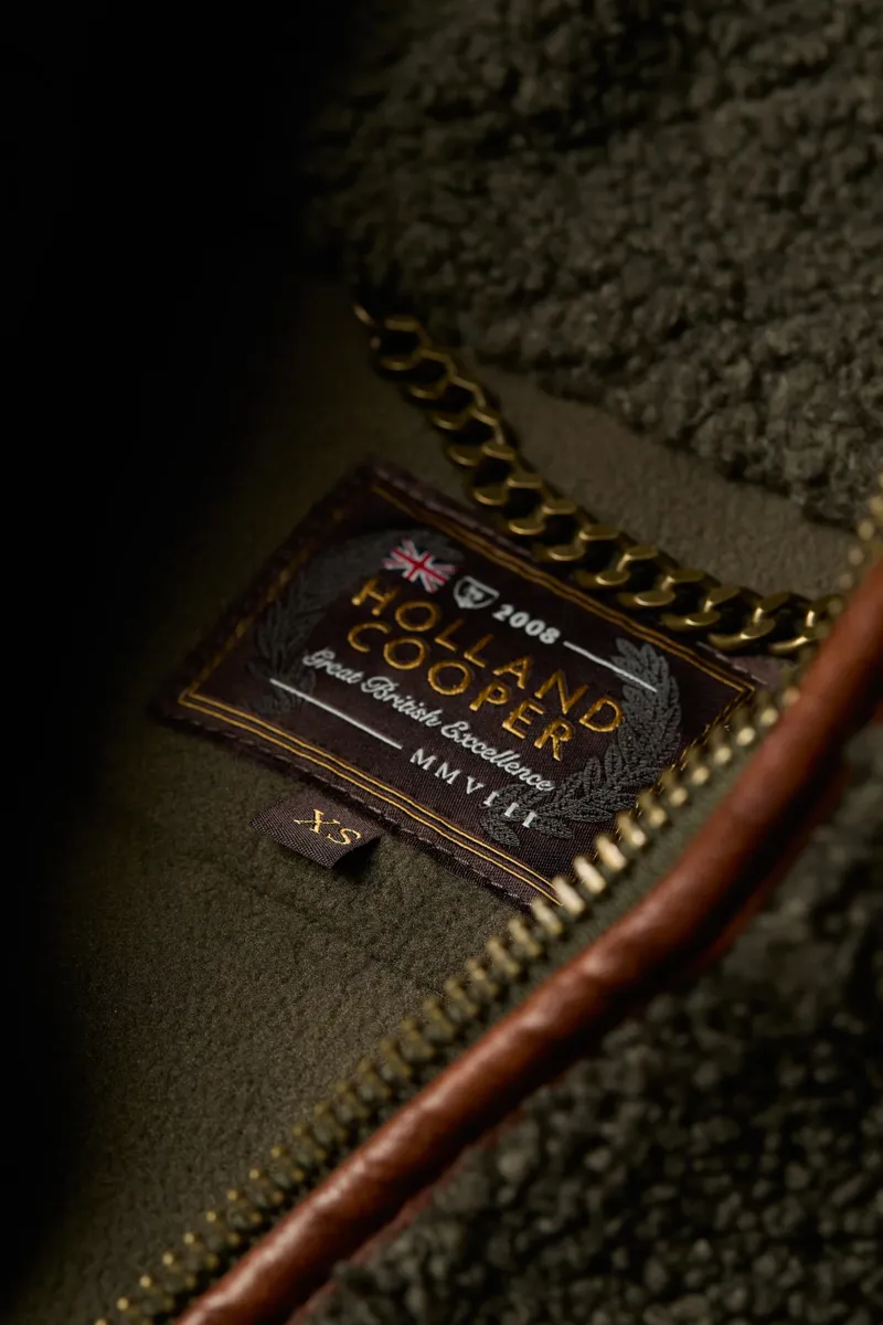 Holland Cooper Country Fleece Gilet Khaki Borg-6