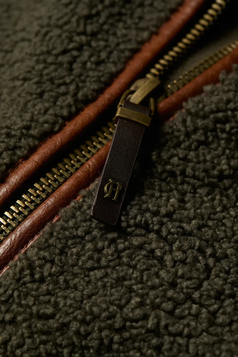 Holland Cooper Country Fleece Jacket Khaki Borg-6