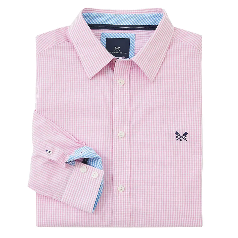 Crew Clothing Micro Gingham Classic Check Shirt Pink