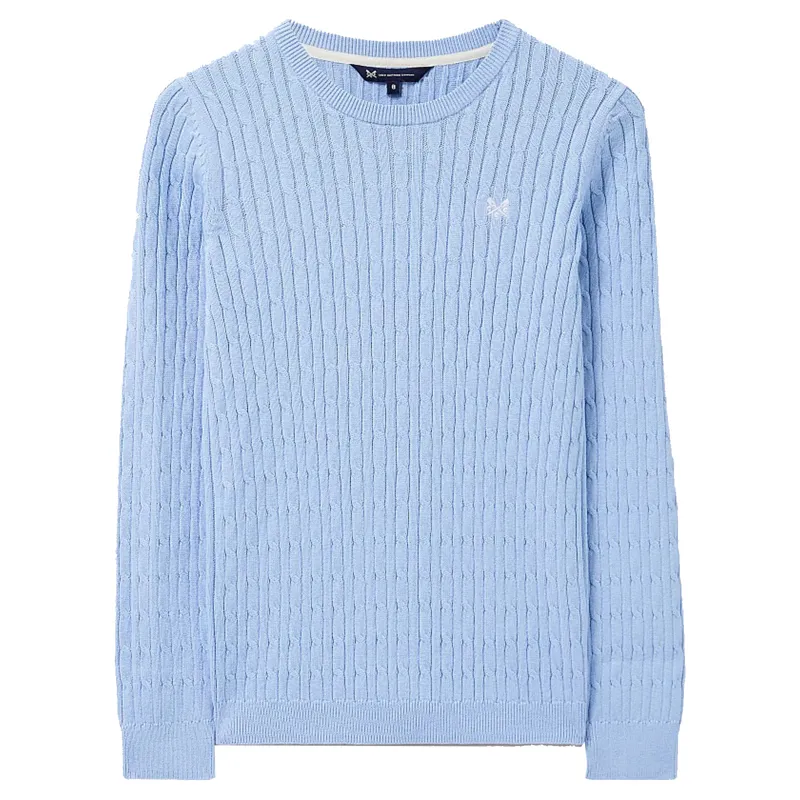Crew Heritage Crew Neck Cable Jumper Powder Blue