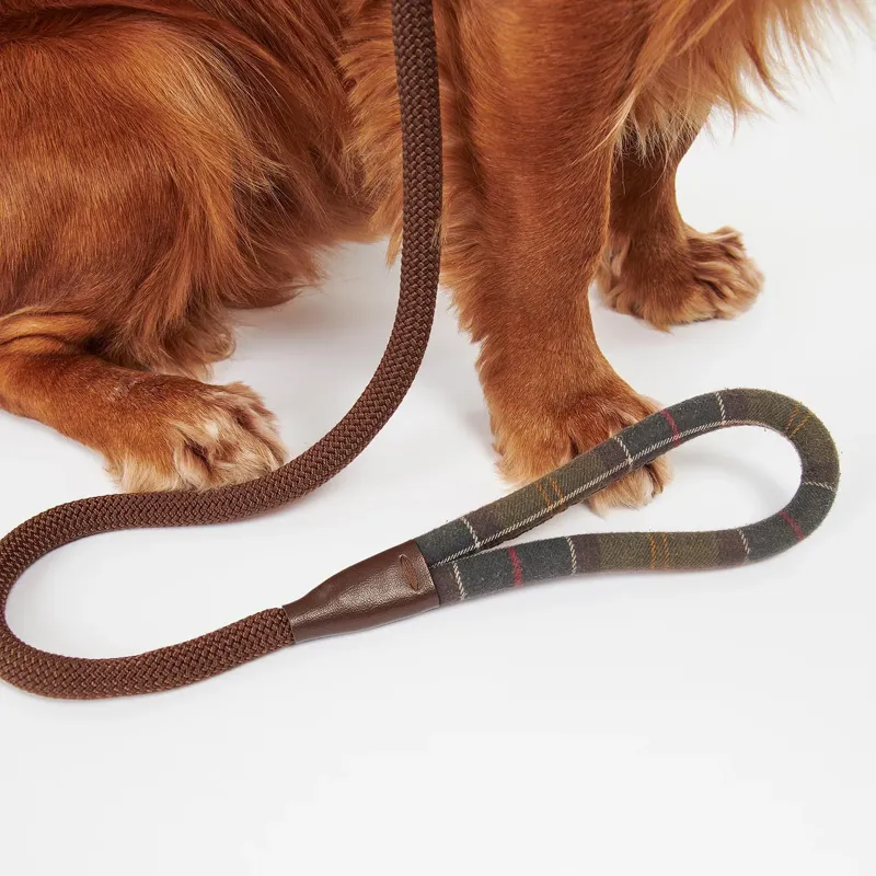 Barbour Tartan Trimmed Slip Dog Lead in Classic Tartan-3