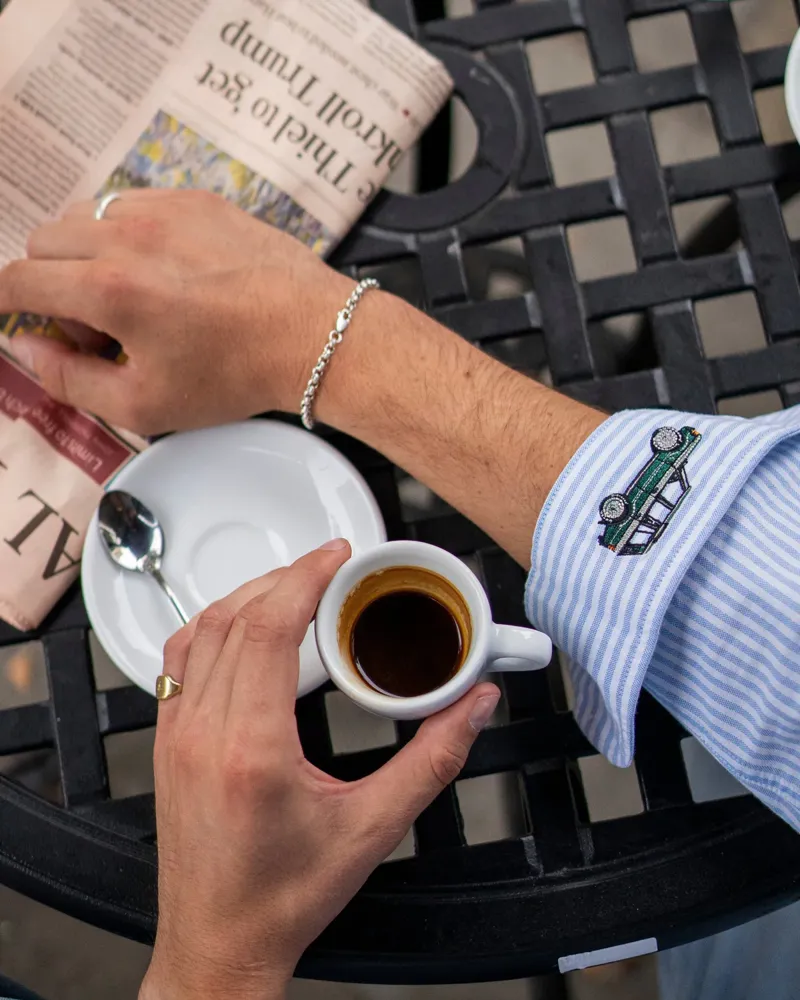 Hook Polo Mens Striped Blue Oxford Shirt-2