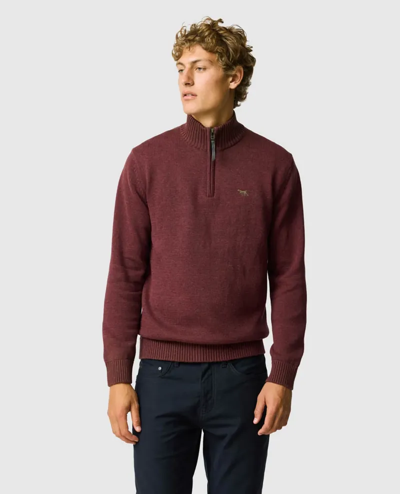 Rodd and Gunn Merrick Bay 1/4 Zip Knit in Flame-1
