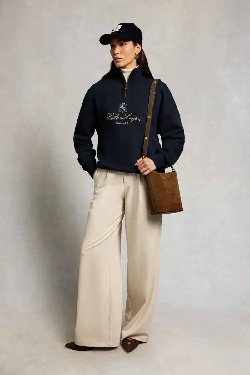 Holland Cooper Essential Relaxed Quarter Zip Sweat in Ink Navy-3