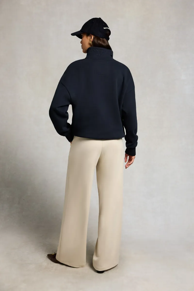 Holland Cooper Essential Relaxed Quarter Zip Sweat in Ink Navy-5