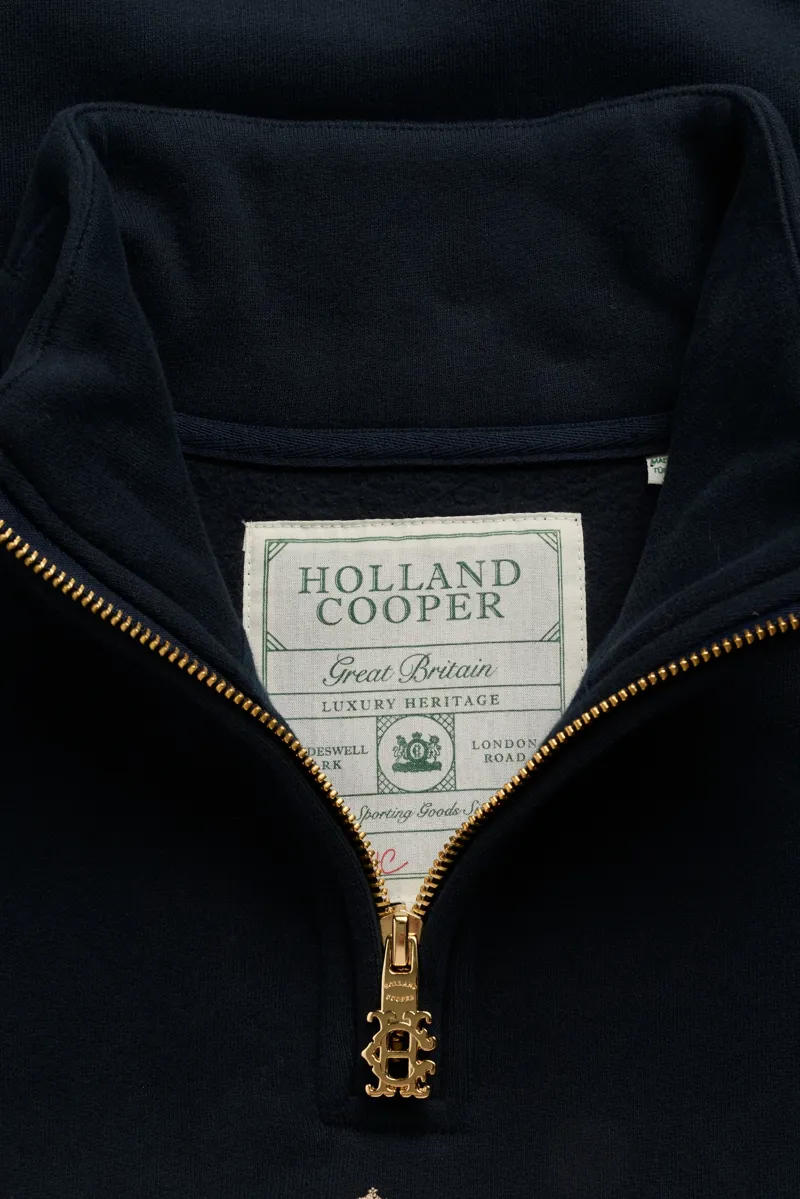Holland Cooper Essential Relaxed Quarter Zip Sweat in Ink Navy-6