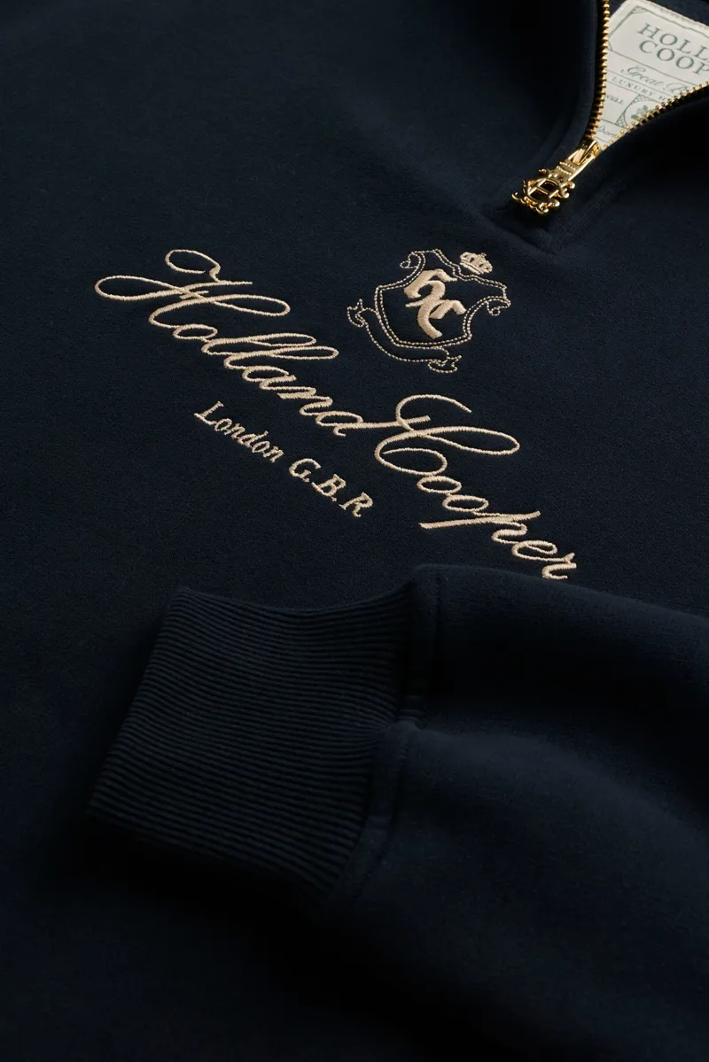 Holland Cooper Essential Relaxed Quarter Zip Sweat in Ink Navy-7