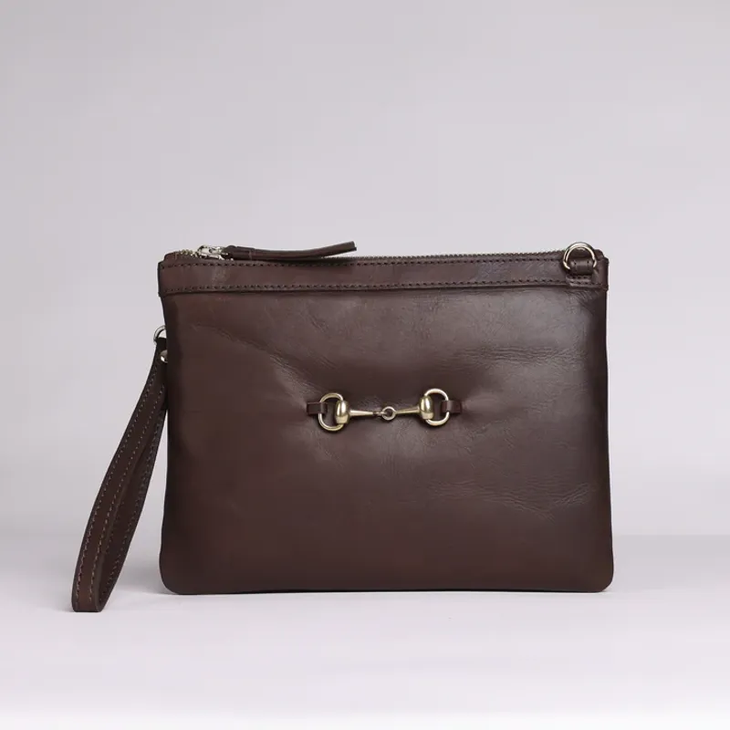 Hicks and Hides Charlton Bit Clutch Bag Brown-1