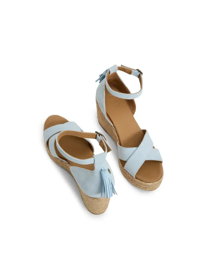 Fairfax and Favor Valencia Mid Wedge Women's Suede in Sky Blue-3