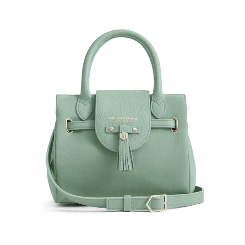 Fairfax and Favor Mini Windsor Handbag Mint Suede