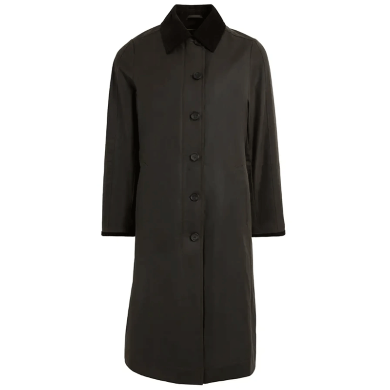Fairfax and Favor The Edith Wax Longline Coat Dark Khaki
