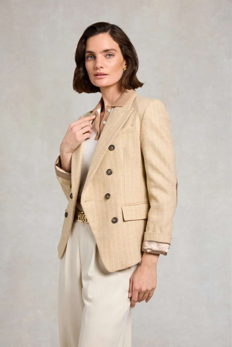 Holland Cooper Falmouth Knitted Polo in Natural Caramel-8