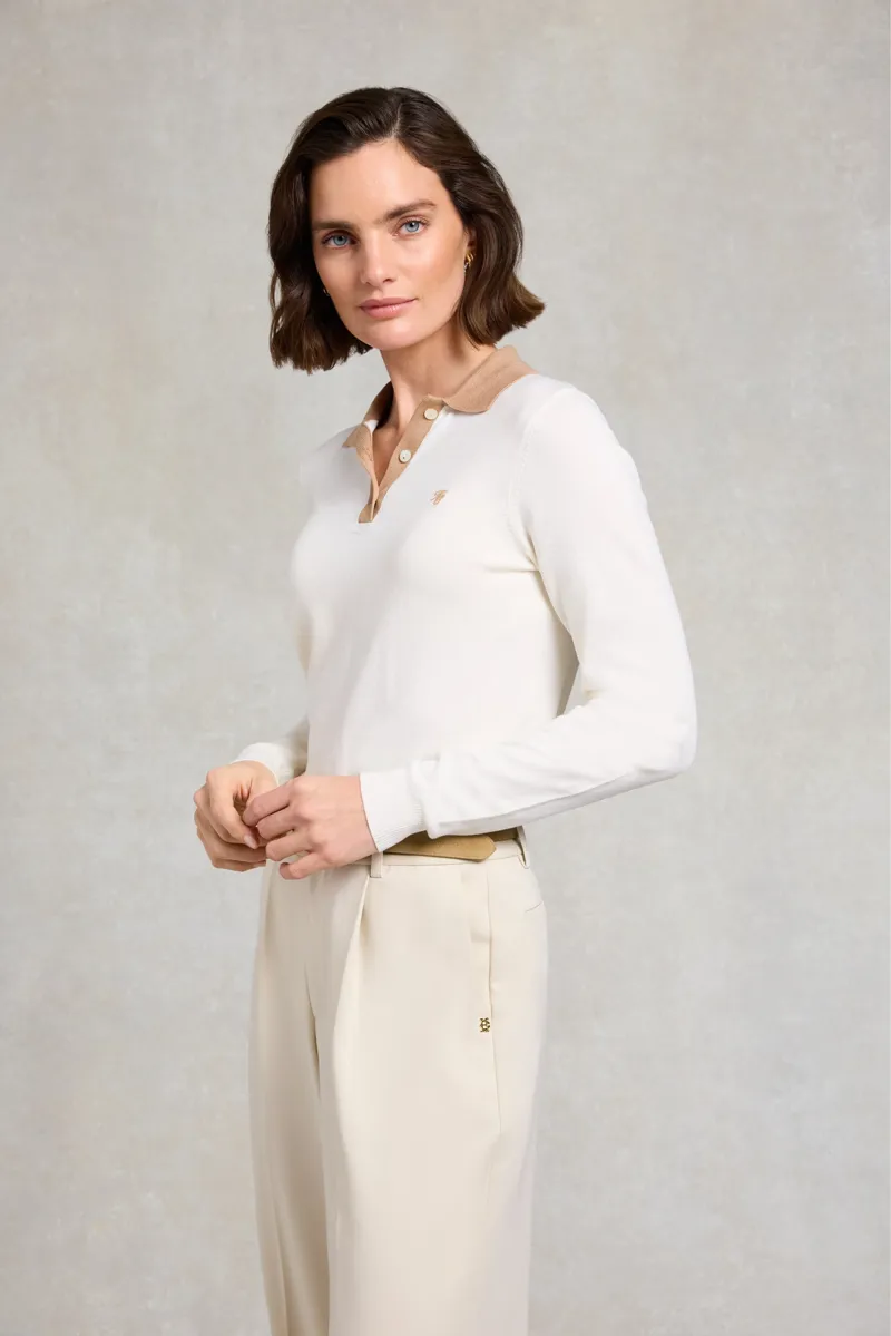 Holland Cooper Falmouth Knitted Polo in Natural Caramel-2