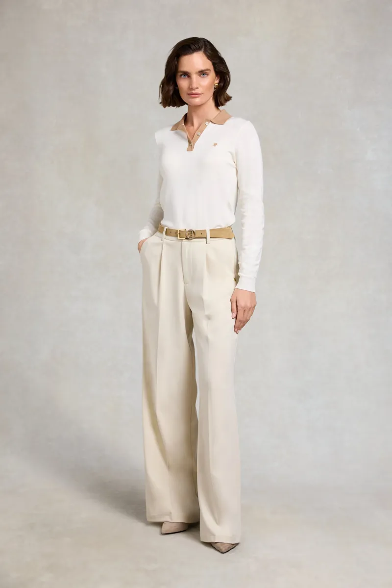 Holland Cooper Falmouth Knitted Polo in Natural Caramel-3