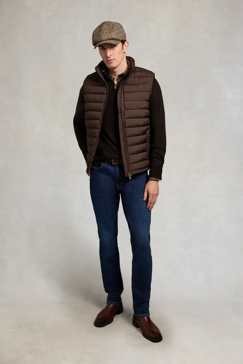 Holland Cooper Men's Fine Quarter Zip Knit in Chocolate-2