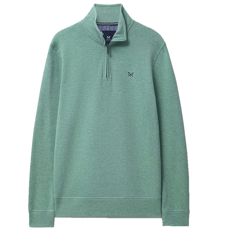 Crew French Rib Half Zip Sweatshirt Sea Pine Marl