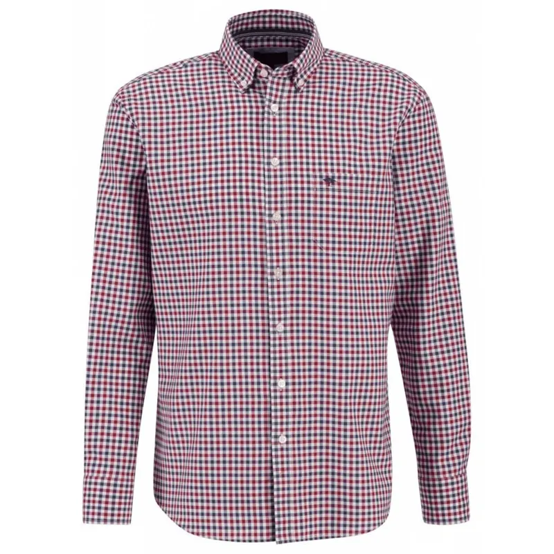 Fynch Hatton Oxford Combi Check Shirt Button Down Orient Red