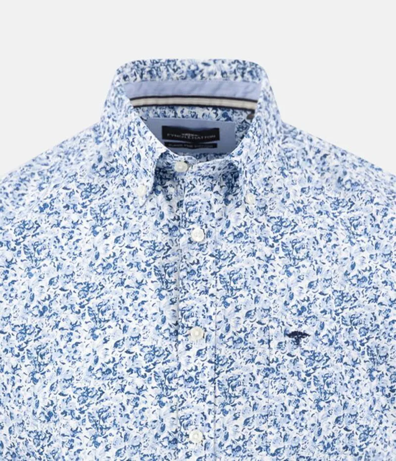 Fynch-Hatton Premium Flower Print Button Down Shirt New Breeze-2