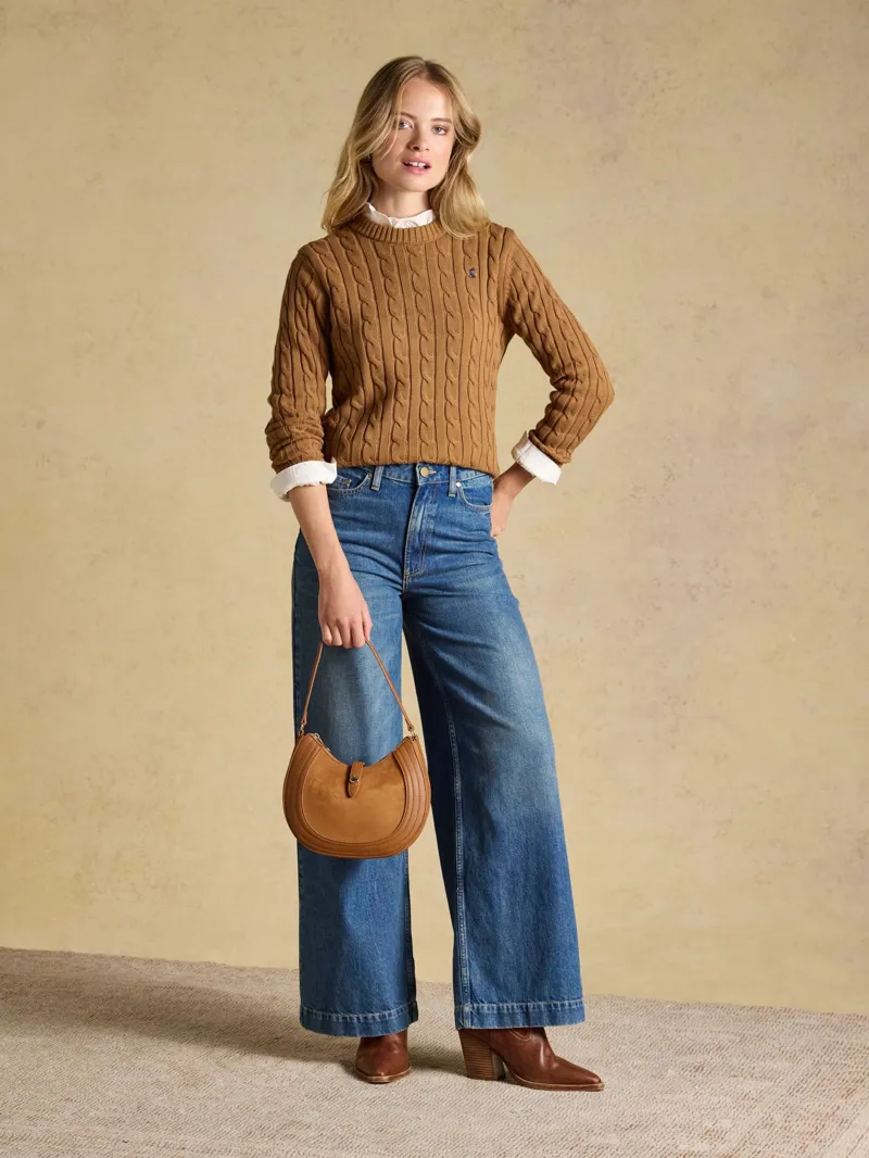 Joules Classic Cable Crew Neck Jumper in Camel-3