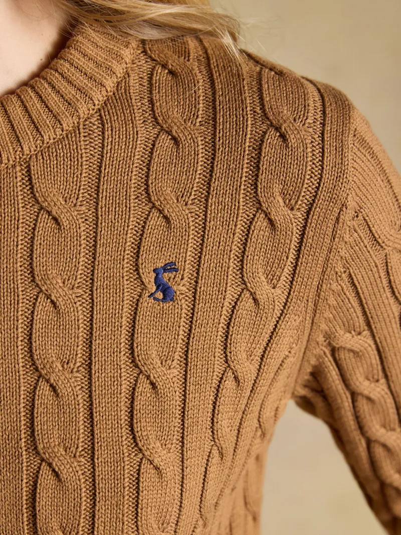 Joules Classic Cable Crew Neck Jumper in Camel-6