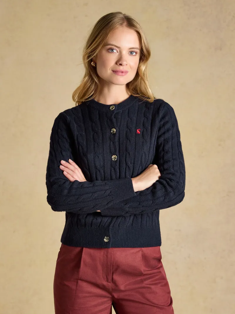 Joules Cable Knit Cardigan in Navy-1