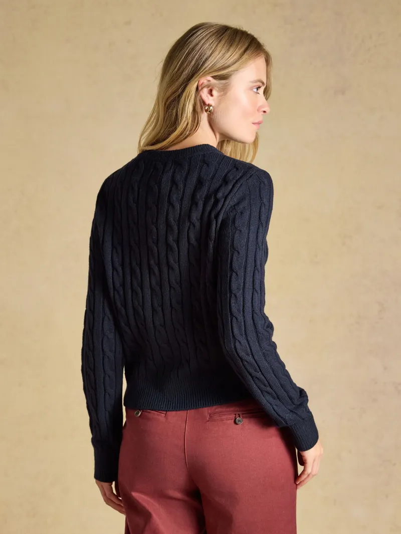 Joules Cable Knit Cardigan in Navy-2