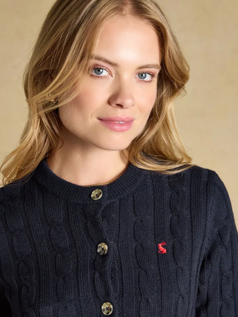 Joules Cable Knit Cardigan in Navy-4