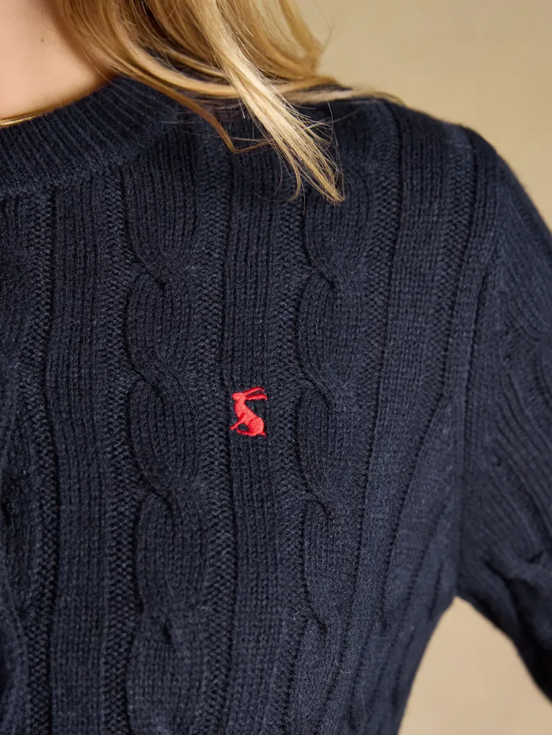 Joules Cable Knit Cardigan in Navy-5