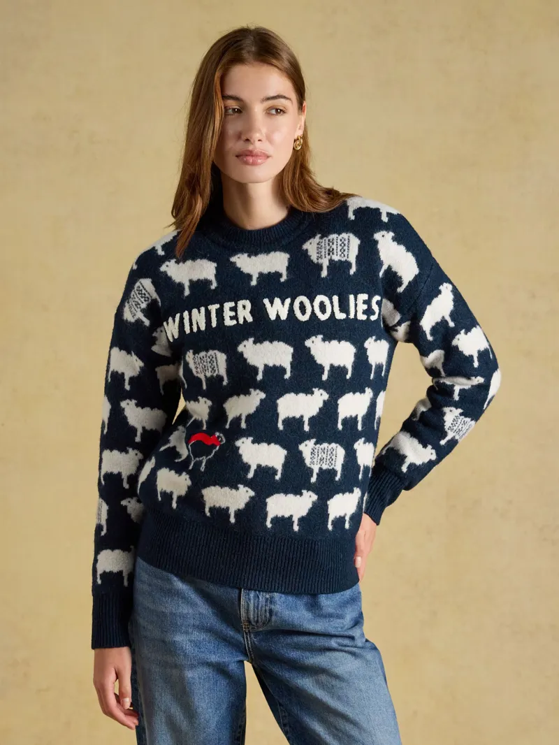 Joules Winter Woolies Knitted Jumper in Navy-1