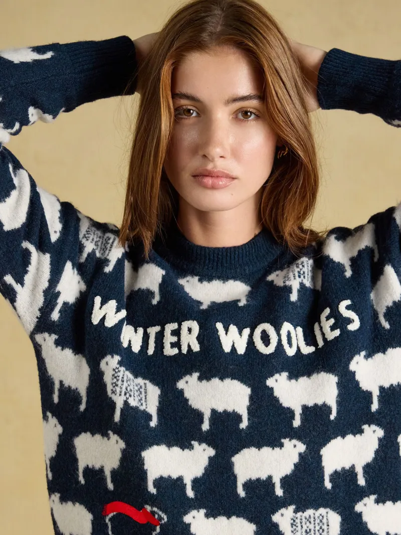 Joules Winter Woolies Knitted Jumper in Navy-5