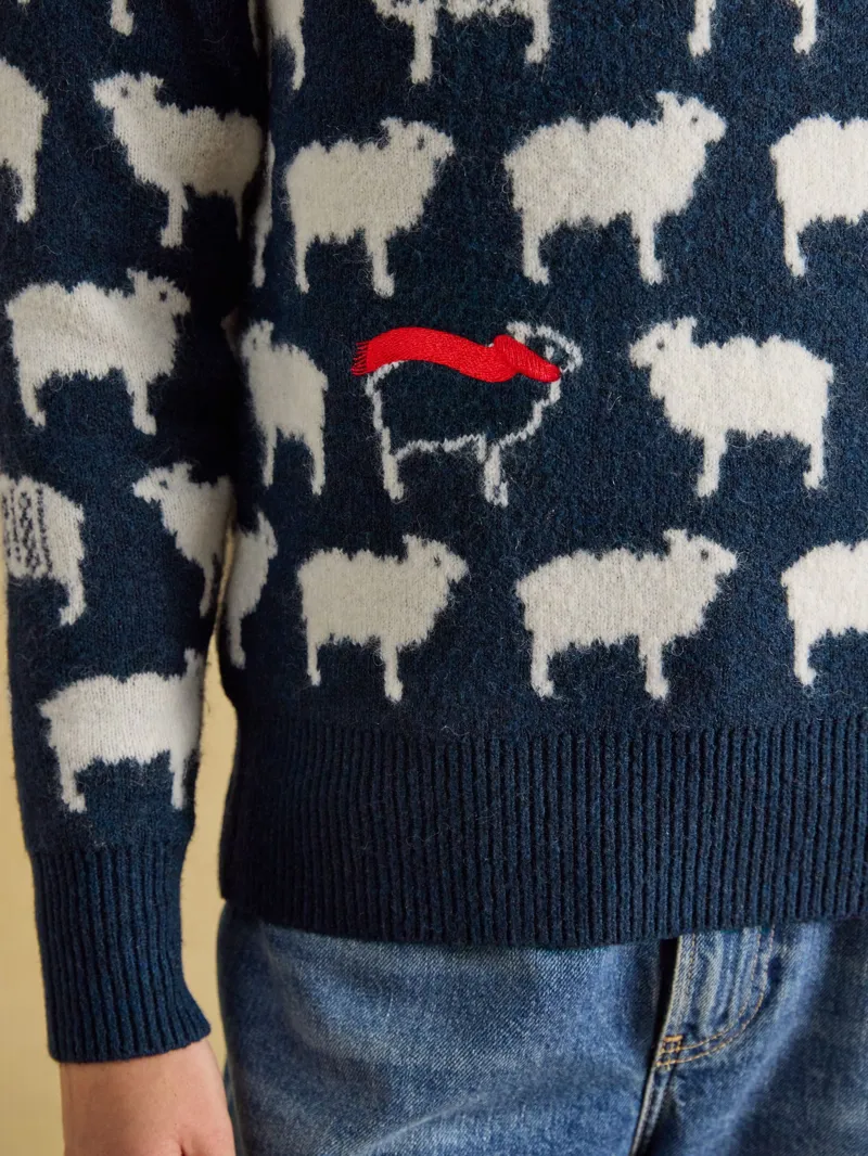 Joules Winter Woolies Knitted Jumper in Navy-6