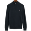 Gant Cotton Cable Knit Half-Zip Sweater in Evening Blue