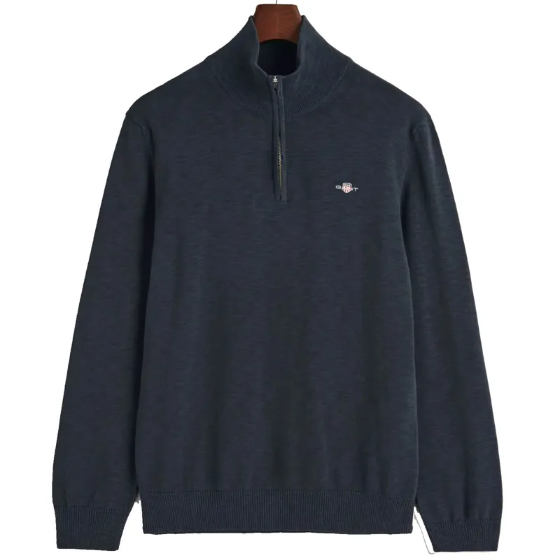 Gant Cotton Flamme Half-Zip Sweater Evening Blue