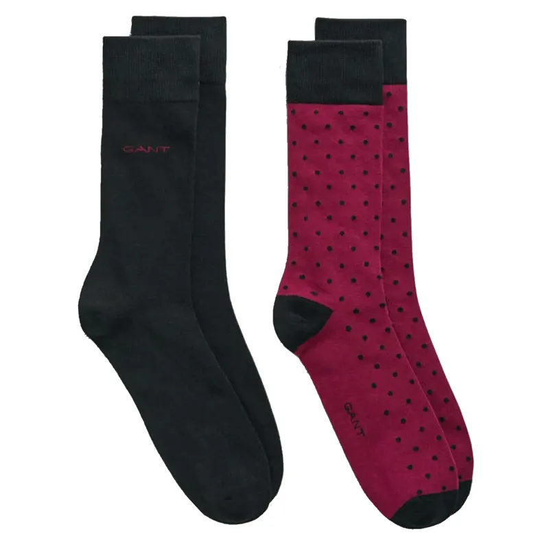 Gant Dot and Solid Socks 2pk Rich Wine