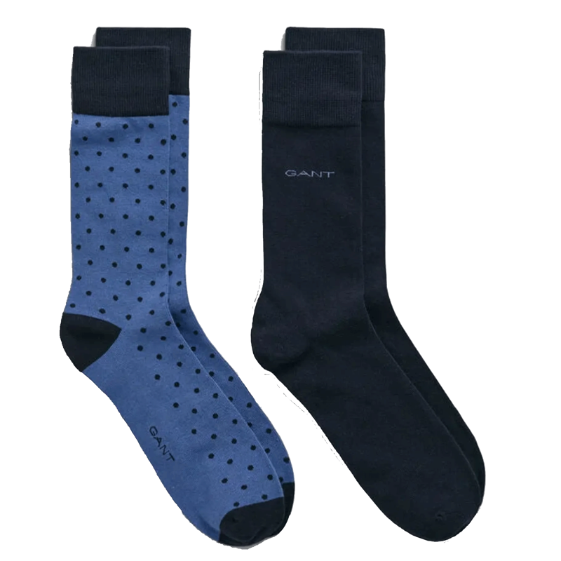 Gant Dot and Solid Socks 2pk Vintage Blue -1