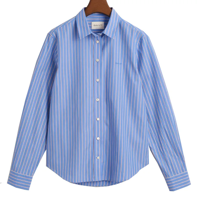 Gant Ladies Regular Fit Classic Striped Poplin Shirt Clear Sky